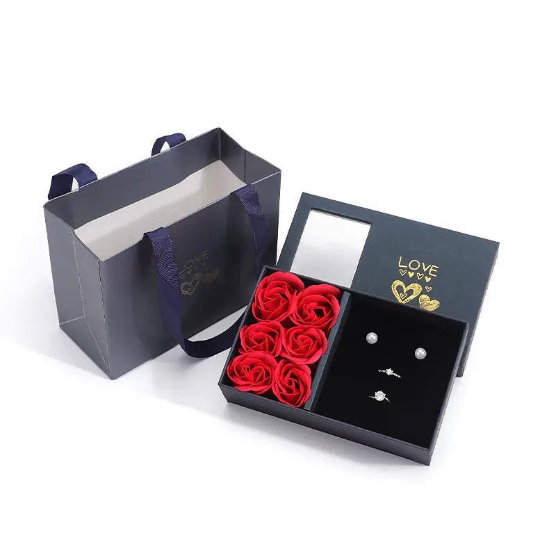 Rose Jewelry Gift Box for Rings and Necklaces Set