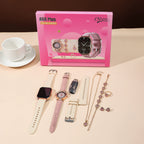 A58 Plus Smart Bluetooth Call and Full Diamond Small Gold Watch Full Jewelry set