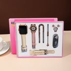 A58 Plus Smart Bluetooth Call and Full Diamond Small Gold Watch Full Jewelry set