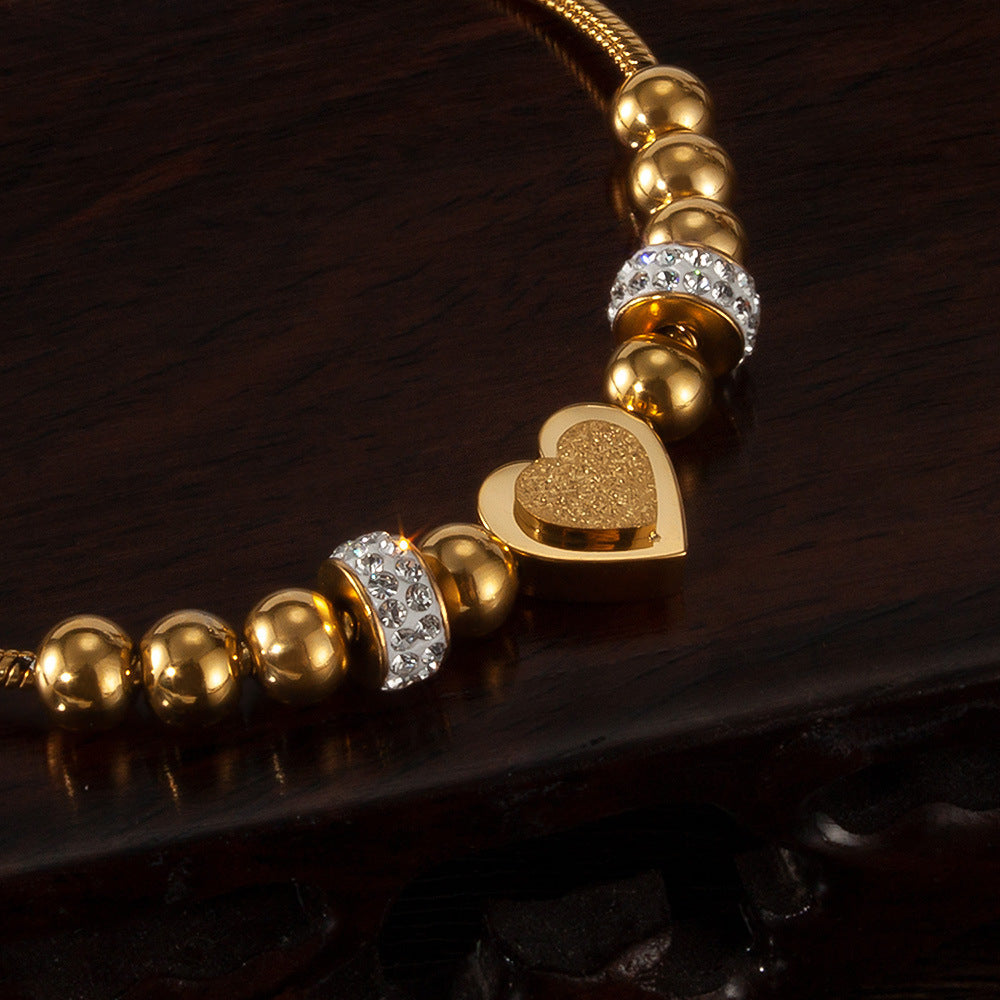 18k Rose Gold - Gold -Silver Titanium Heart Chain Bracelet EG