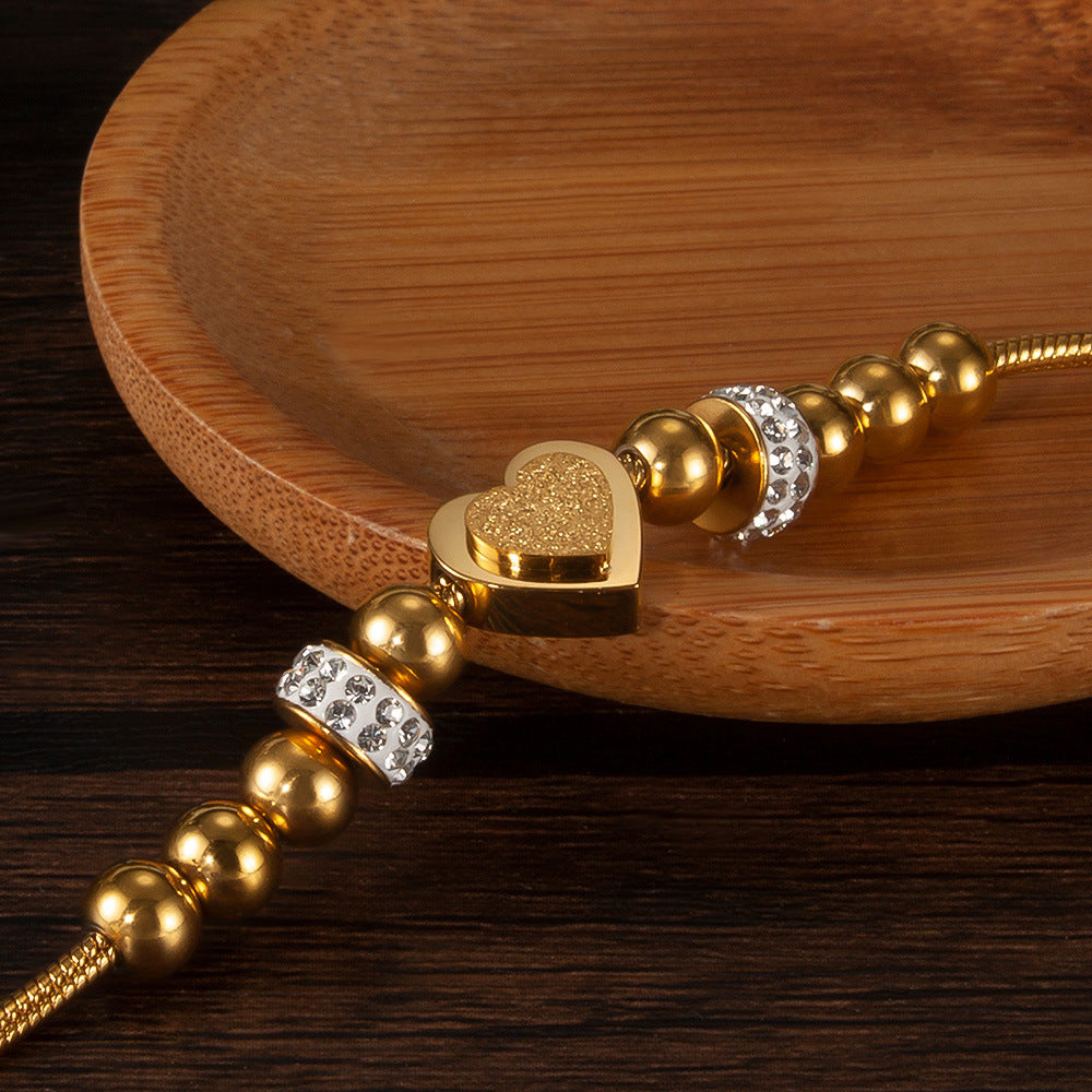 18k Rose Gold - Gold -Silver Titanium Heart Chain Bracelet EG