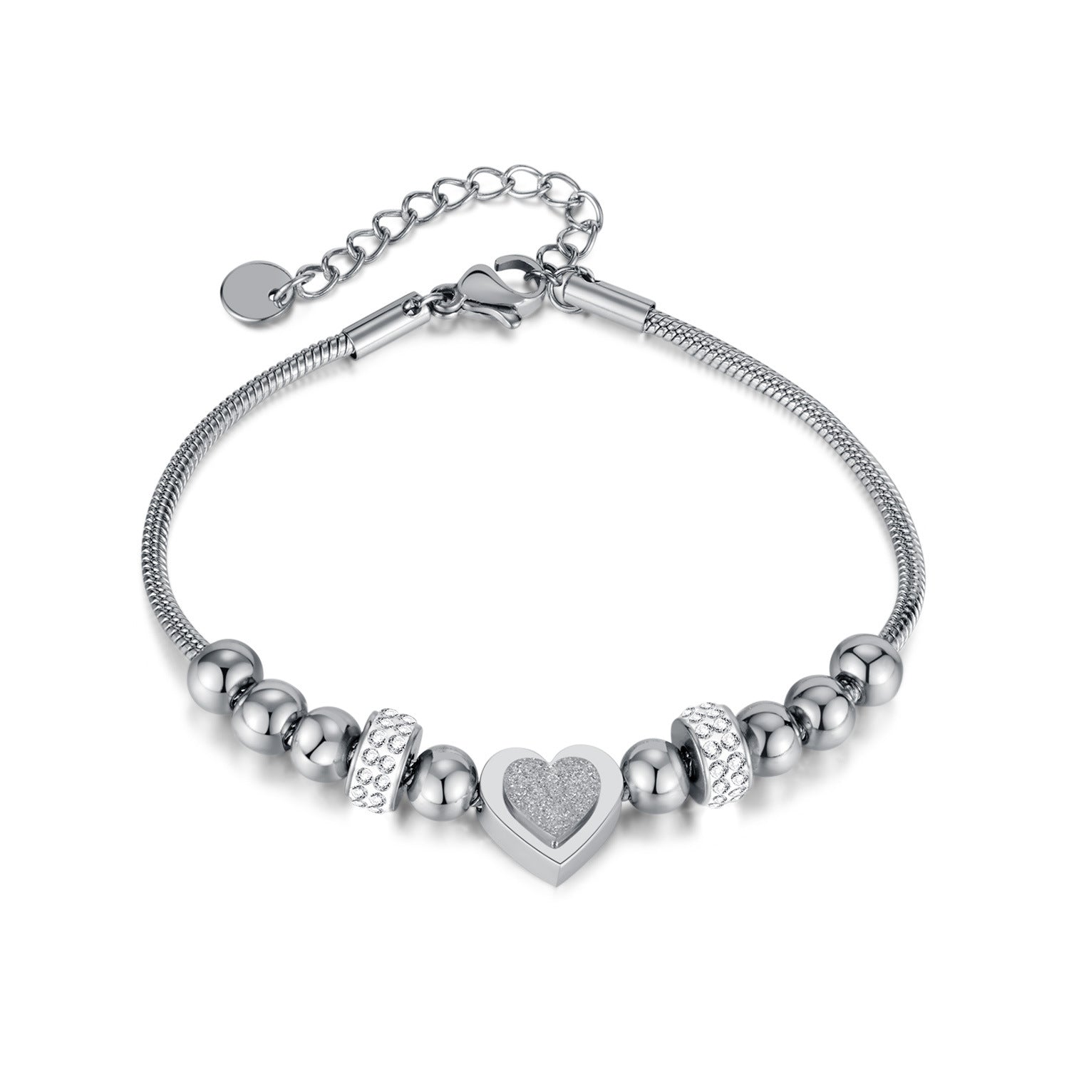 18k Rose Gold - Gold -Silver Titanium Heart Chain Bracelet EG