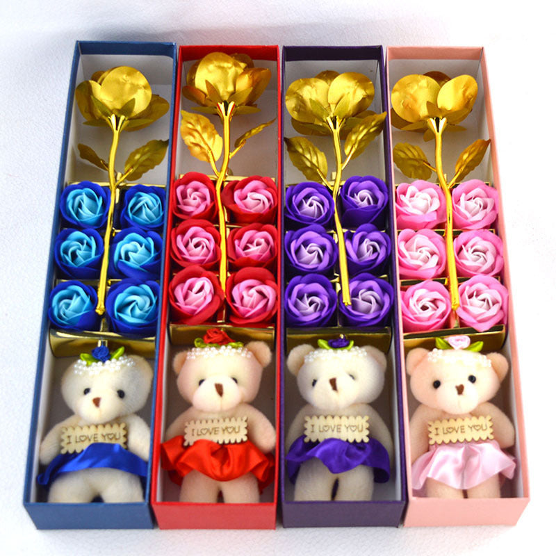 Creativity Soap Gold Leaf Flower Bear Gift Box